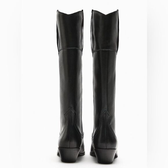 ZARA LEATHER COWBOY BOOTS NEW - Picture 6 of 11